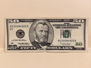 Series 1996 US Fifty Dollar Bill Note $50 Chicago AG 02084925 B - Picture 1 of 2