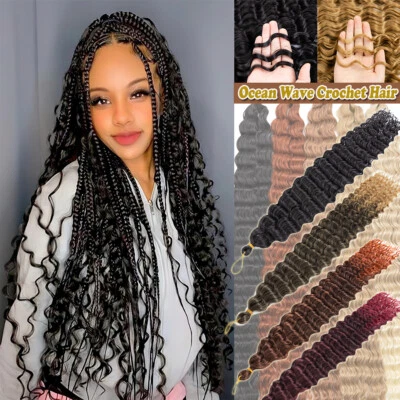 Кудрявые плетеные косы 8–28 дюймов вязание крючком глубокие кудрявые богемное божество сделано в США - Изображение 1 из 4