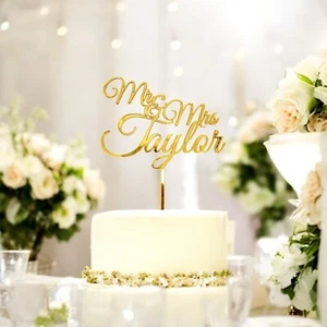 Personalised Acrylic Engagement Wedding Mr & Mrs Cake Topper Any Custom Name - Picture 1 of 39