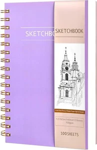 100 Sheets Small Sketchbook for Drawing, Hardcover Spiral Bound Sketch Pad 5.5 X - Picture 1 of 7