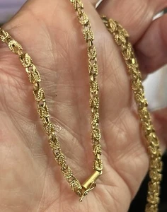 Vintage Solid 14K Yellow Gold 20” Turkish 3mm Link Chain Necklace 17.8GM - Picture 1 of 14