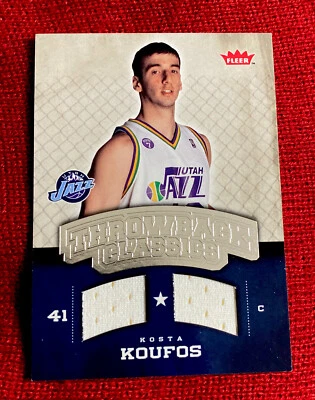 Utah Jazz KOSTA KOUFOS NBA 2008-09 Fleer Throwback Classics Dual Jersey Patch - Image 1 of 3