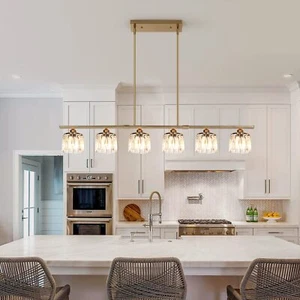 Modern Chandelier Crystal Ceiling Pendant Lights for Kitchen Island Dining Room - Picture 1 of 9