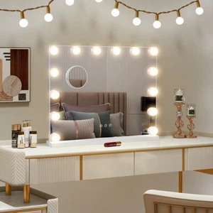 LED Hollywood Makeup Mirror Large Vanity Light Mirror with 14 Dimmable LED Bulbs - Picture 1 of 12