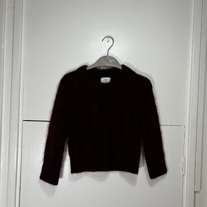 Erdem H&M Pullover Burgunderrot Cropped Zopfmuster Mohair Gr. XS Damen - Bild 1 von 9