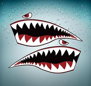 Sticker decal car airplane aircraft airport SHARK plane fighter black - Bild 1 von 1