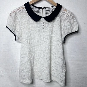 Top Y2K Forever 21 para mujer S transparente floral blanco encaje caprichoso grunge Academia - Imagen 1 de 9