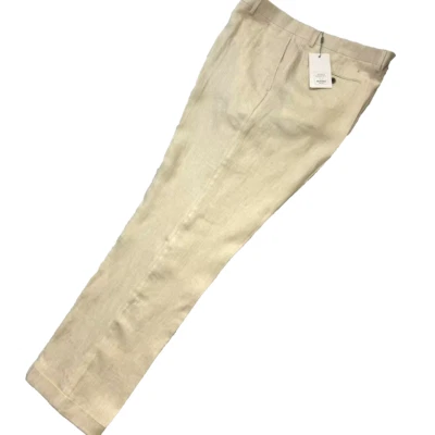 MURANO Baird McNutt Men's Pants Linen Zac Classic Fit 46" x 32" Khaki NWT $115 - Image 1 of 4