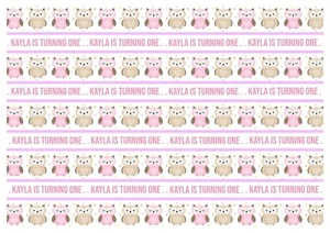 PAPEL DE ENVOLVER CUMPLEAÑOS BÚHO PERSONALIZADO NIÑAS ROSA REGALO REGALO ENVOLTURA NOMBRE - Imagen 1 de 2