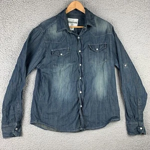 Ditch Plains Men's Shirt Chambray Denim Plains Western Size Medium Yellowstone - Picture 1 of 9