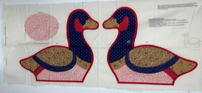 Almohada vintage de costura artesanal recortada Calico Goose Cranston estampado rojo tostado azul  Foto 1 de 4