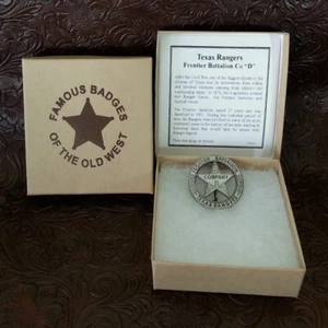 Old Western Texas Rangers Co D Frontier Battalion Badge - Boxed - Picture 1 of 3