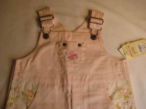 NWT Vintage Laura Ashley Girls Pastel Pink Embroidered Overall Romper Size 3T - Picture 1 of 12