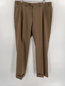 Polo Ralph Lauren Dress Wool Creased Front Tan Cuffed Slacks Size 36"W x 30"L - Picture 1 of 7