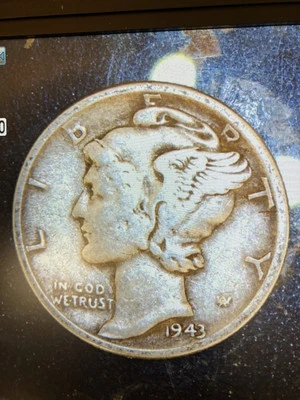 1943 Mercury Dime With ERRORS *  The G In GOD Is  a "C"  * No Mint MARK * ZOOM  - Image 1 of 2