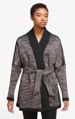 Nike Yoga Therma-FIT Luxe Robe Women's Black Jacquard Quilted Tie Front 2X XXL - Image 1 of 4
