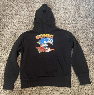 Sudadera negra Sonic The Hedgehog para niños talla 8 antigua azul marino usada Foto 1 de 4