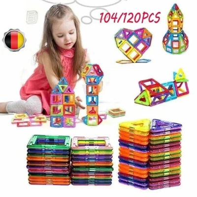 MARKENLOS 104/120 Stk Magnetische Bausteine Magnetspielzeug Magnetspiel Magneten Kinder DE