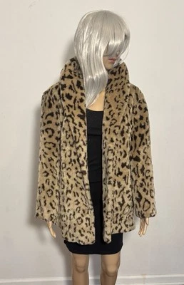 Abrigo vintage de piel sintética con estampado de guepardo talla pequeña a mediana Foto 1 de 3