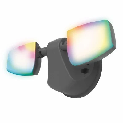 WIZ Dual-Head LED Smart Security Floodlight, Black, 2400 Lumen - ESF2ARGBWFB-WIZ - Image 1 of 1