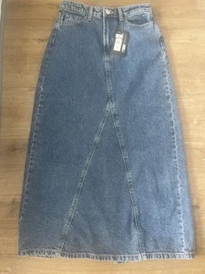 Rita Ora Denim Long Skirt Sz Uk 8 Bnwt - Picture 1 of 7