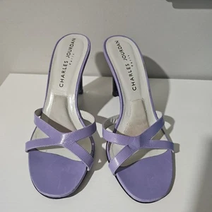 Charles Jourdan shoes, size 7.5, leather, lavender, slip-on mules - Picture 1 of 7