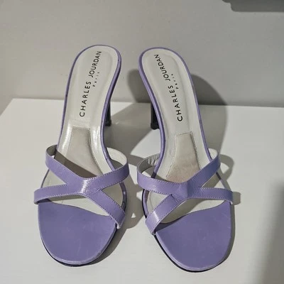 Charles Jourdan shoes, size 7.5, leather, lavender, slip-on mules - Image 1 of 4