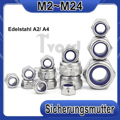 Sicherungsmutter M2~M24 Selbstsichernde Muttern DIN 985 Edelstahl A2 V2A A4 V4A - Bild 1 von 4