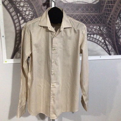 Gianni Orvietto Supper Fine Cotton Striped Long Sleeve Button Front Shirt 16.5 - Image 1 of 4