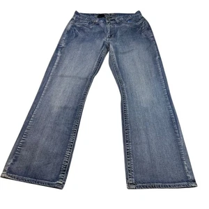Pantalones de mezclilla Helix para hombre corte bota azul lavado adornado bolsillos cruzados talla 34x30 - Imagen 1 de 8