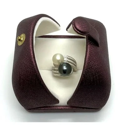 elegante anillo de perlas 8-9mm 9-10mm mar sur redondo blanco negro verde 925s(t) Foto 1 de 3