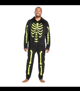 🆕 Hyde And Eek Herren Halloween Skelett leuchtet im Dunkeln 1 Stück Pyjama M - Bild 1 von 5