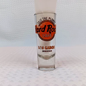 Hard Rock Cafe 4" Shot Glass Save the Planet Orange Logo Los Cabos Mexico RARE - Picture 1 of 5