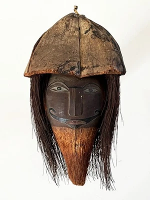 19th C. MEXICAN FOLK ART CARVED COCONUT FACE HEAD BANK RELATED VERACRUZ PRISON - Image 1 of 4