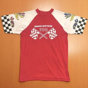 70er Jahre Indianapolis 500 Motor Speedway Shirt Gr. L rot karierte Ärmel Vintage USA - Bild 1 von 11