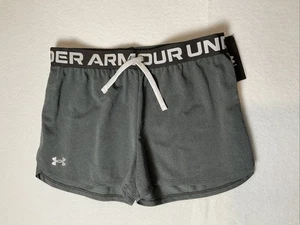 Under Armour Girls Play Up Shorts Grey Youth Large Soft Lightweight Drawstring - Picture 1 of 6