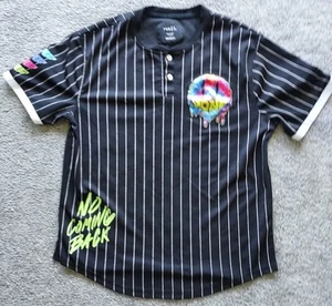 Rue21 Black White Pinstriped Jersey Size Medium Mentally Gone - Picture 1 of 16