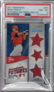 2011 Bowman Futures Spiel Triple Relics #MT Mike Trout RC SP /99 NUR 3 ^ PSA 8 - Bild 1 von 1