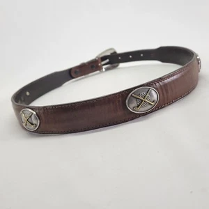 Sentry Leather Golf Belt 32 Concho Club Driver Ball Brown 1522 Made in USA - Picture 1 of 14