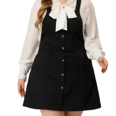Vestido Agnes Orinda Pana Botón Frontal Mono Falda Tirantes Negro 2X Foto 1 de 4