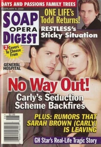 Soap Opera Digest Feb 8, 2000 BILLY WARLOCK-SARAH BROWN-1 of 2 COVERS PUBLISHED - Imagen 1 de 2