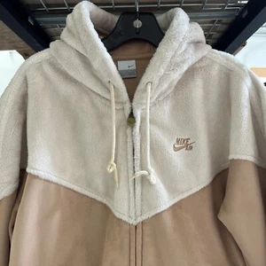 2004 NIKE SB SUEDE FAUX FUR WIND RUNNER SZ L LARGE SPORTSWEAR Tech Rare - Picture 1 of 8