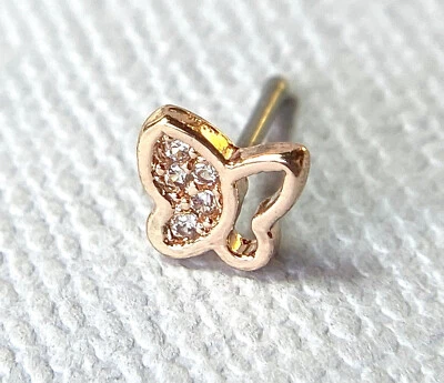 Anillo nariz hueso 316L acero quirúrgico 1 pieza circonita cúbica pavimentado mariposa 20 g Foto 1 de 4