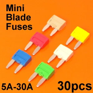 Quality 30 x Mini Blade Fuses For Car Van Motorcycle Fuse 5A 10A 15A 20A 25A 30A - Picture 1 of 3