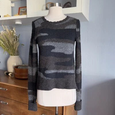 Isabel Marant Camo Alpaca Blend Open Tie Back Sweater Grey Black XS - Image 1 of 4