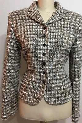 Blazer Anne Klein New York Tweed Botón Abajo Mujer Manga Larga Talla 8 Foto 1 de 4