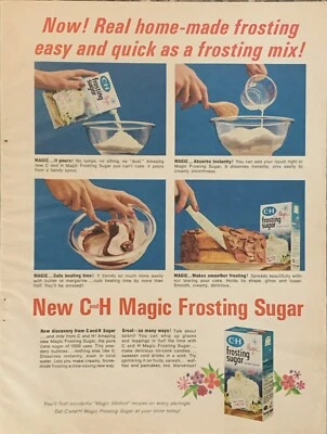 1963 C&H Magic Frosting Sugar PRINT AD Homemade Easy Quick Cake Frosting VTG 60s - Image 1 of 4