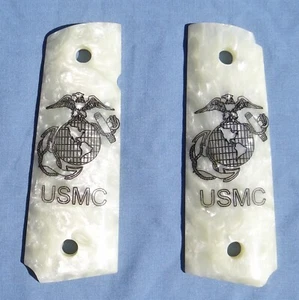 Colt 1911 Government/Commander USMC Pistol Grips Ambi-Safety Synthetic Mother of - Picture 1 of 8
