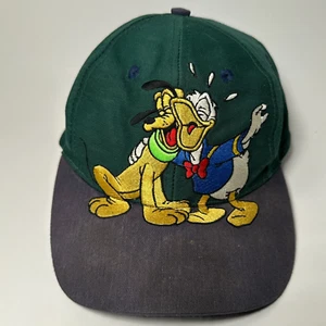 Vintage Walt Disney Donald Duck And Pluto Hat Youth Green Embroidered Adjustable - Picture 1 of 10
