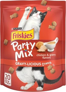 Purina Friskies Cat Treats, Party Mix Gravy-licious Crunch Chicken and Gravy Fla - Picture 1 of 6